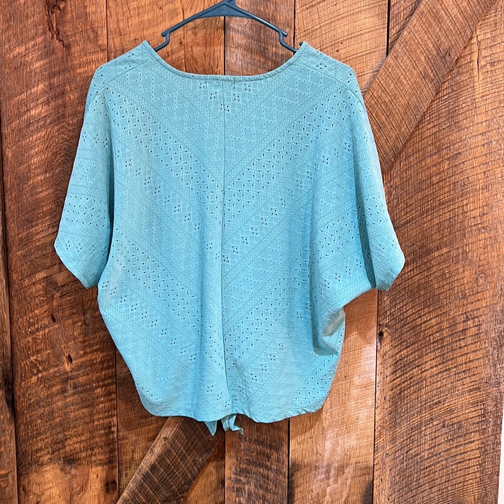 Democracy Womens Front Tie Deep V-Neck Textured Top - Picture 5 of 7